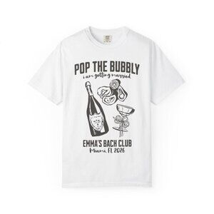 Pop The Bubbly Bachelorette T-Shirt – Custom Miami Bach Club 2026 Bride Squad